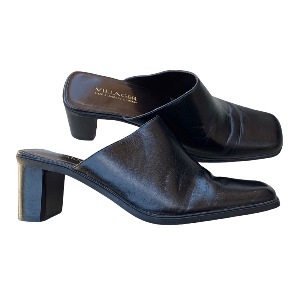 Villager by Liz Claiborne Black Block Heeled Mules
